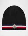 Moncler Tricolor Wool Beanie In Black