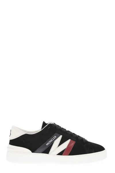 MONCLER MEN'S SUEDE LEATHER LOW-CUT SNEAKERS WITH MONOGRAM DETAIL
