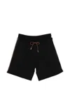 Moncler Drawstring Side Stripe Shorts In Black