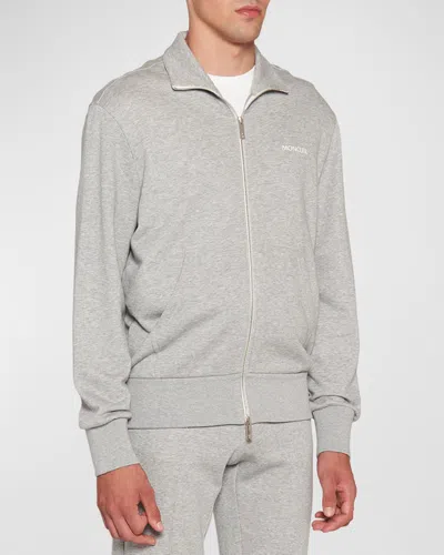 Moncler Zip Front Sweatshirt In Light Gray