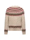 Moncler Jacquard Wool Blend Sweater With Geometric Pattern In Multi