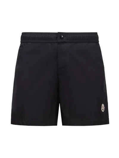 Moncler Men's Swim Shorts In Nylon In Blue