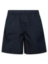Moncler Logo-patch Elasticated-waist Swim Shorts In Blue