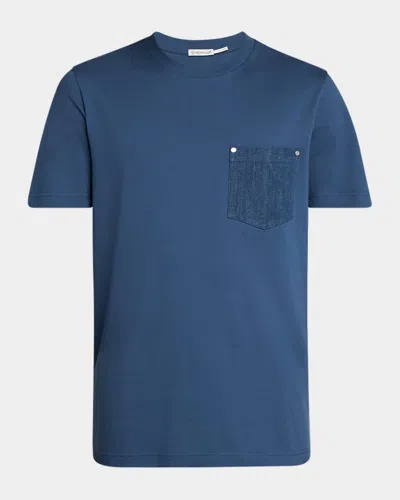 MONCLER MEN'S T-SHIRT WITH DENIM POCKET