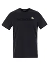 Moncler Men T-shirt With Flocked Cotton Logo In Black