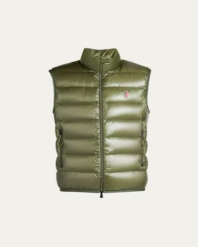 Moncler Men's Tech Nylon Puffer Vest In Dark Green