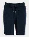 Moncler High-waisted Drawstring Shorts In Navy