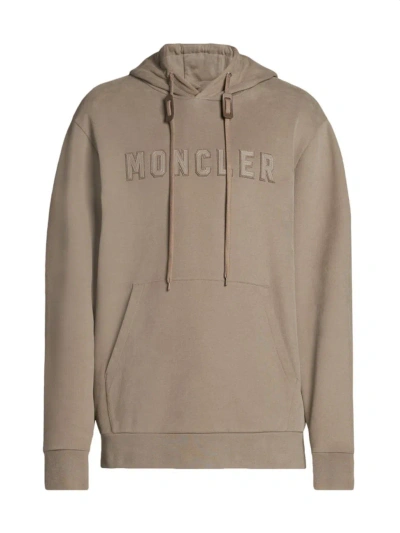 Moncler Men's Tonal Logo Hoodie In Mud Brown