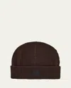 Moncler Logo Carded Wool Beanie In Brown