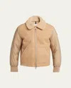 Moncler Tonnay Suede And Shearling Down Jacket In Brown