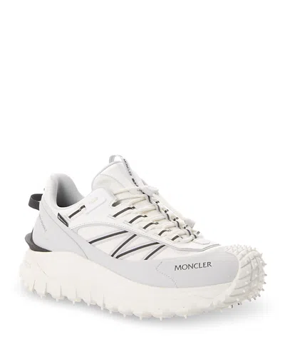 Moncler Light Grey Real Leather Trailgrip Gtx Low Top Sneakers In Gray