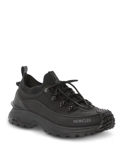 Moncler Trailgrip Lite3 Sneakers In Nubuck And Suede Leather In Black