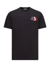 Moncler Signature Tricolor Patch T-shirt In Black