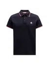 Moncler Men Tricolor-trimmed Cotton Piquet Polo Shirt Navy