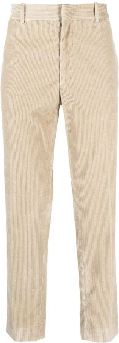 Moncler Corduroy Straight-leg Trousers In Brown
