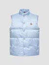 Moncler Baby Bernard Quilted Down Vest With High Collar In Blue