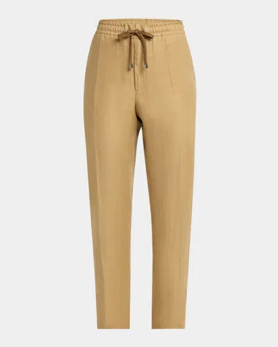 MONCLER MEN'S TWILL LINEN TROUSERS