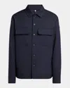 Moncler Wool Blend Shirt In Dark Blue