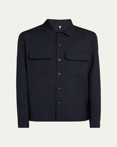 Moncler Men's Two-pocket Casual Button-down Shirt In Dark Blue