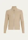 Moncler Men's Ultra-fine Ribbed Zip Cardigan In Medium Beige