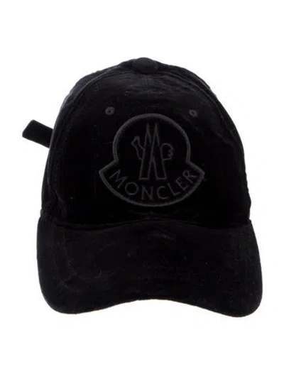 Pre-owned Moncler Men's Velvet Baseball Hat In Black