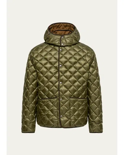 Moncler Olive Green Reversible Jacket In Multi