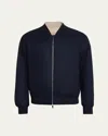 Moncler Villerest Reversible Down Bomber Jacket In Navy