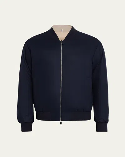Moncler Men's Villerest Cashmere Bomber Jacket In Navy