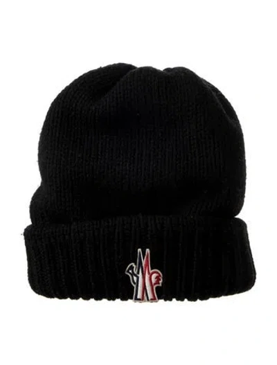Pre-owned Moncler Men's Virgin Wool Beanie In Black
