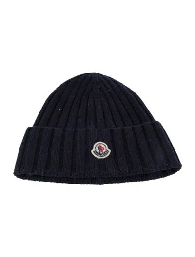 Pre-owned Moncler Men's Virgin Wool Beanie In Blue