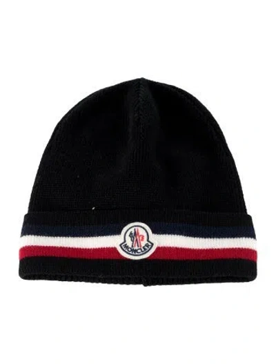 Pre-owned Moncler Men's Virgin Wool Beanie W/tags In Black
