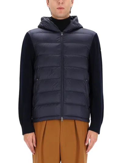 Moncler Men's Virgin Wool Cardigan - Size L In Blue