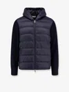 Moncler Insulated Front Jacket With Knitted Sleeves In Black