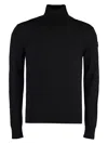 Moncler Men's Virgin Wool Turtleneck Sweater In Black
