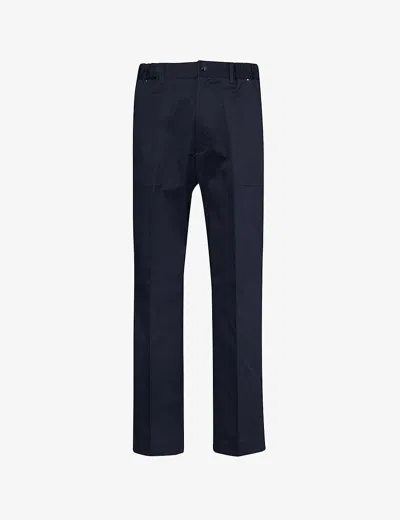 Moncler Mens Vy Regular-fit Straight-leg Mid-rise Stretch-cotton Trousers In Navy