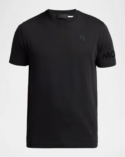 Moncler Soft Cotton Short Sleeve Crew Neck T-shirt In Black