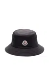 Moncler Black Logo Bucket Hat In Black