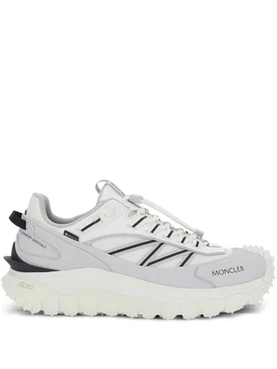 Moncler Light Grey Real Leather Trailgrip Gtx Low Top Sneakers In Gray