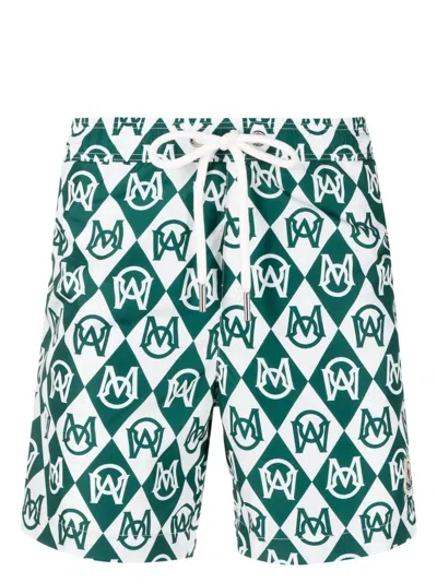 Moncler Men's White Beachwear For Fw23 In Whiteblue