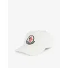Moncler Mens White Brand-patch Cotton Cap In White