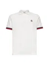 Moncler White Cotton Piquet Polo Shirt In Multi