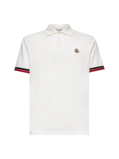 Moncler White Cotton Piquet Polo Shirt