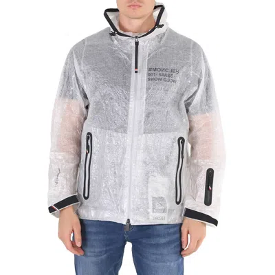 Pre-owned Moncler Men's White Day-namic Crinkled-shell Hooded Rain Jacket