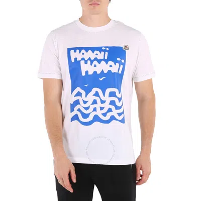 Moncler Men's White Hawaii Motif Cotton T-shirt