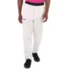 Moncler Men's White Logo Embroidered Cotton Tapered Trousers In White