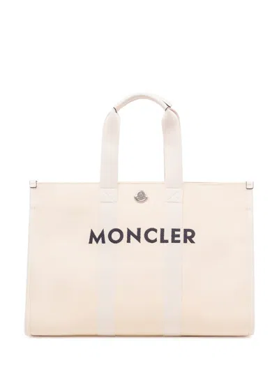 Moncler White Logo Large Tote