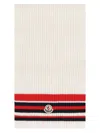Moncler Ribbed Striped Wool Cashmere Scarf In White