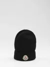 Moncler Ribbed Knit Wool Beanie With Folded Cuff In Black
