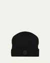 Moncler Men's Wool Beanie With Tonal Logo In Burgundy