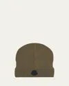 Moncler Men's Wool Beanie With Tonal Logo In Green